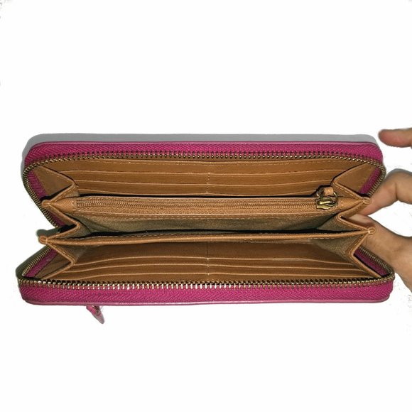 Fossil Pink Leather Ziparound Accordion Wallet - Picture 4 of 8